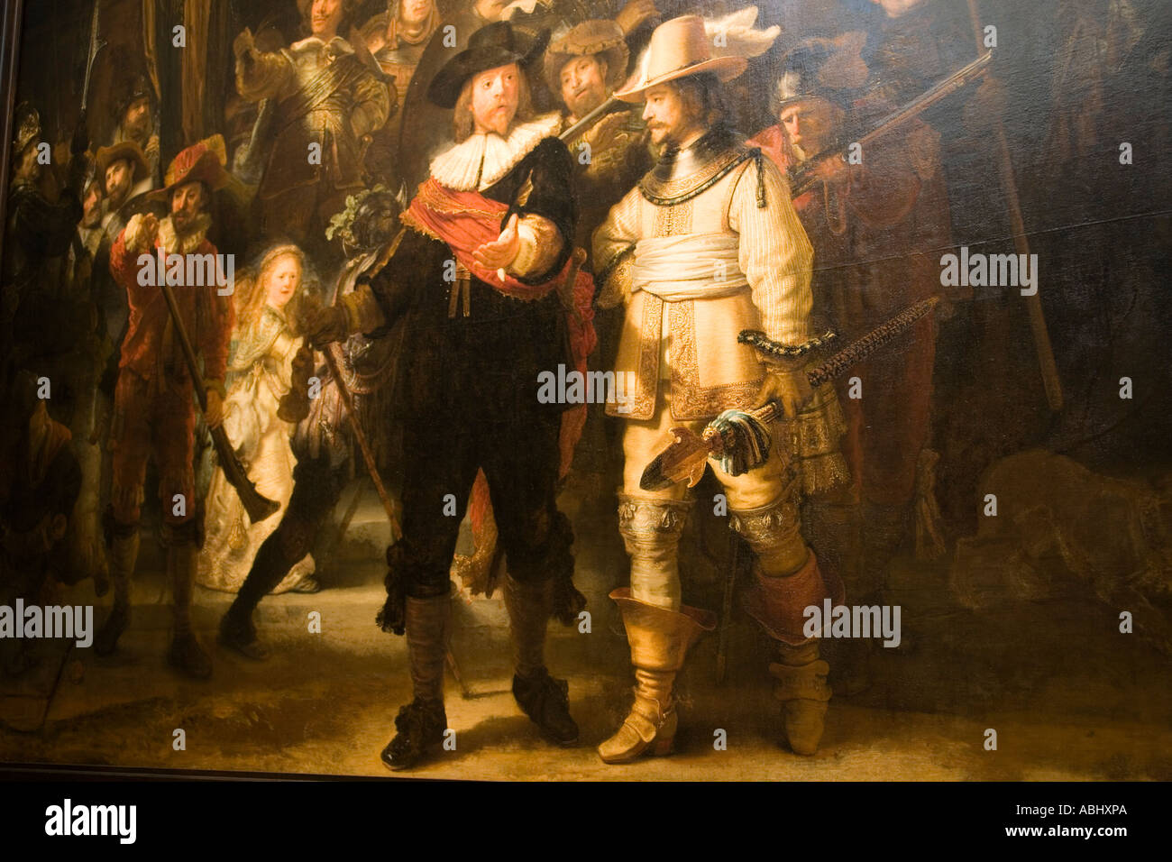 La verniciatura del Nightwatch di Rembrandt van Rijn Rijksmuseum Amsterdam Holland Olanda Foto Stock