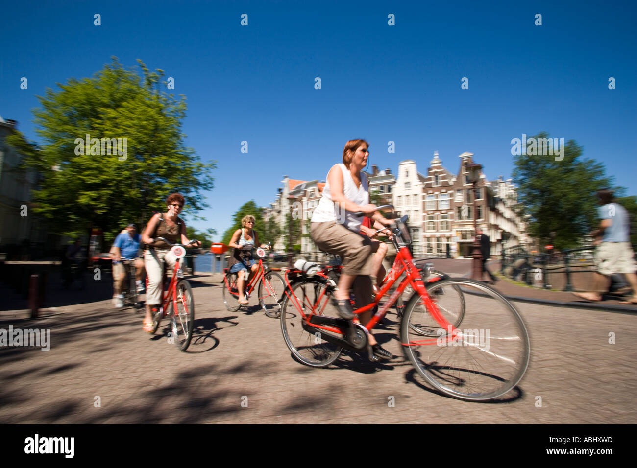 Ciclista in Keizersgracht Amsterdam Foto Stock