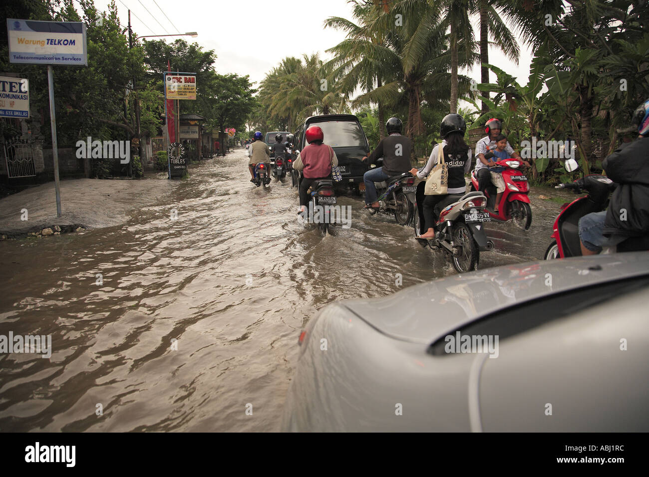 Inondazioni in Kuta Bali, Indonesia Foto Stock