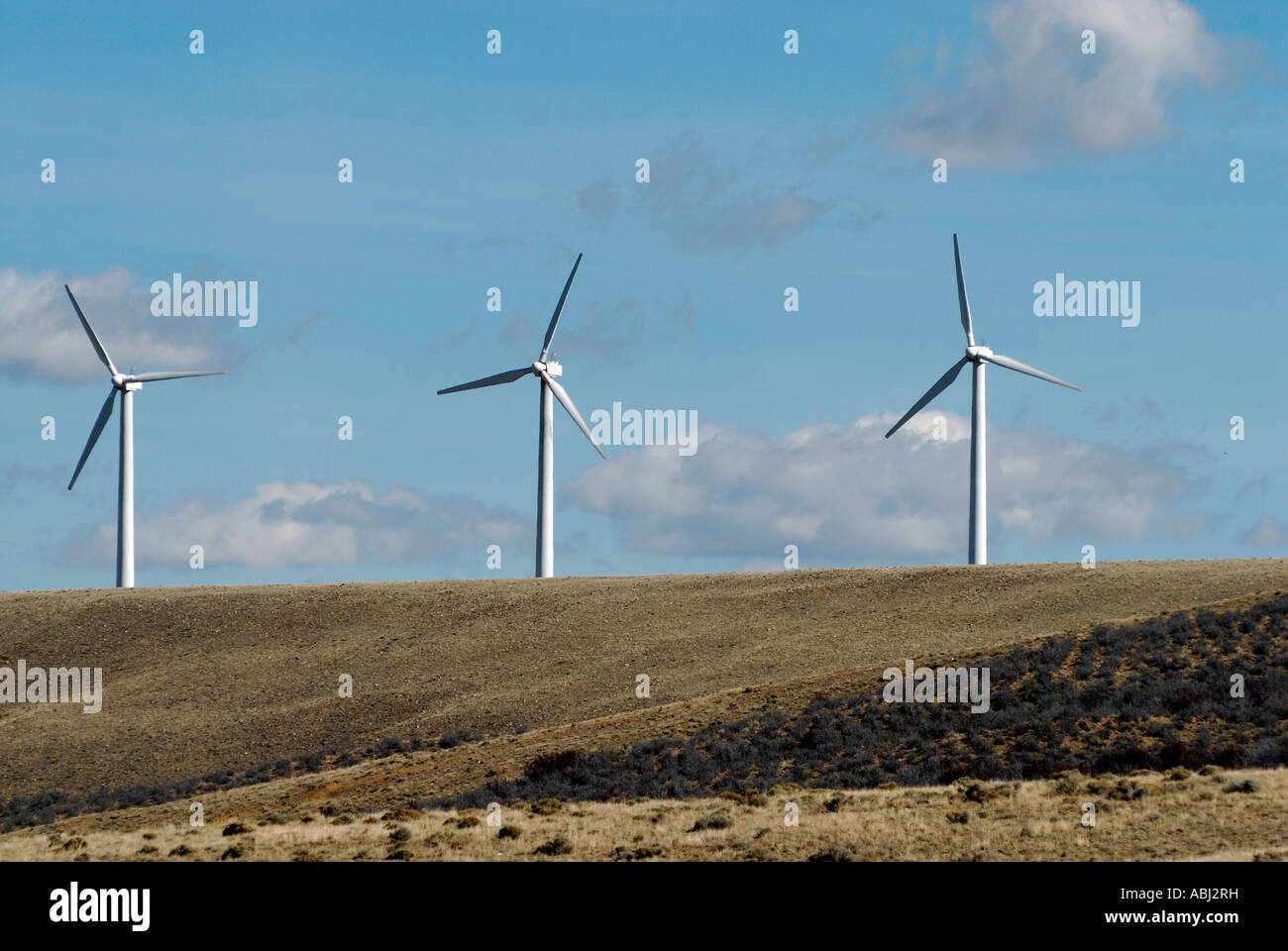 Parco eolico in stato del Wyoming, Stati Uniti d'America Foto Stock