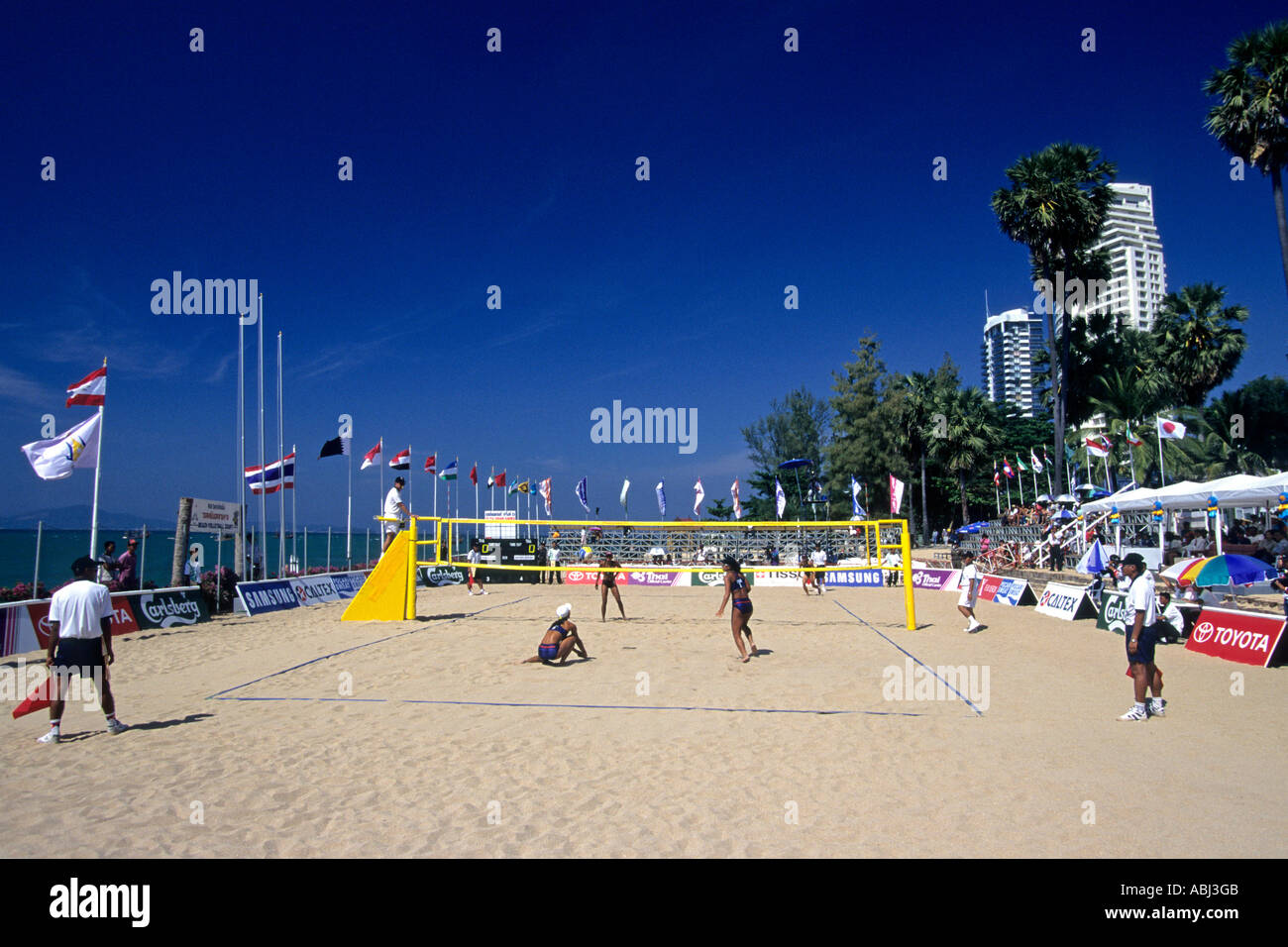 Internazionale di Pallavolo a giochi asiatici sulla spiaggia di Pattaya, Thailandia Foto Stock
