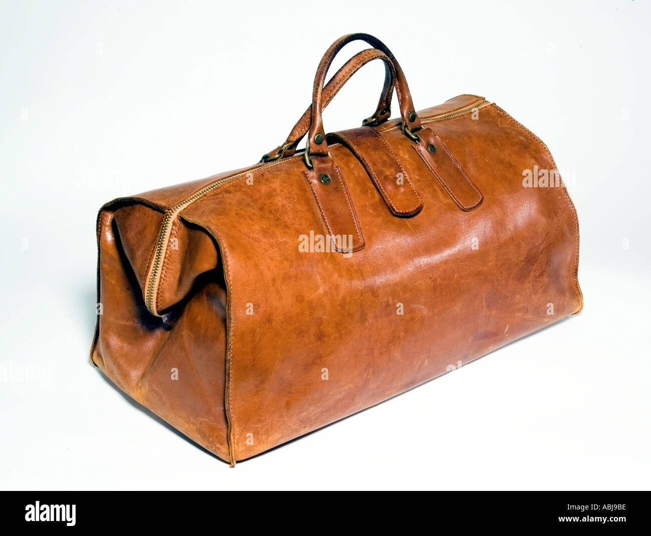 In pelle marrone Borsa da viaggio Foto Stock