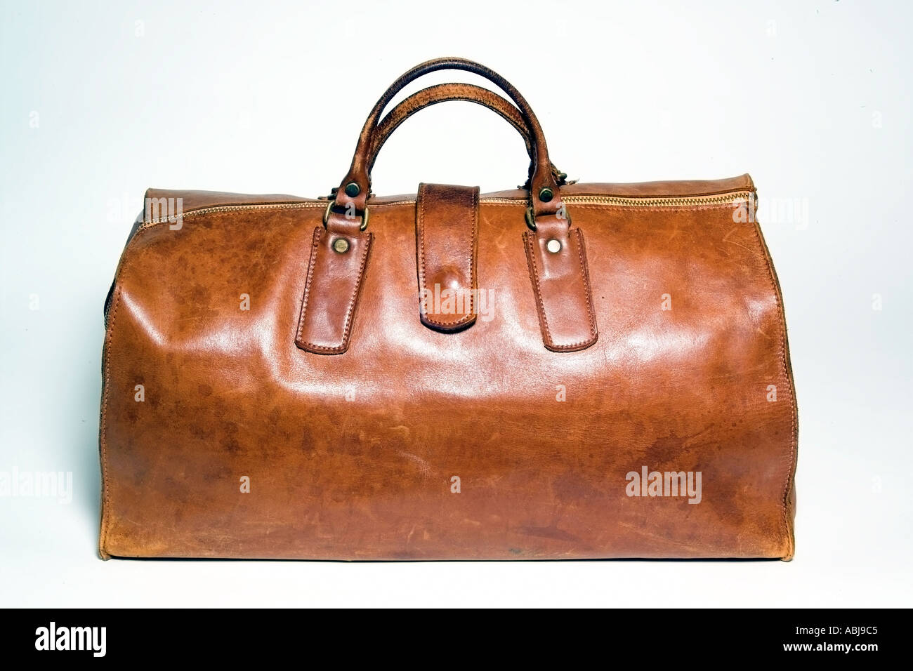 In pelle marrone Borsa da viaggio Foto Stock