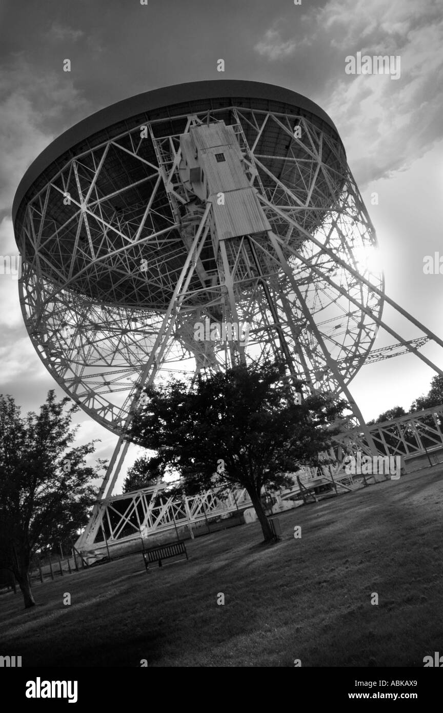 Jodrell Bank Radio Telescope Mono Foto Stock