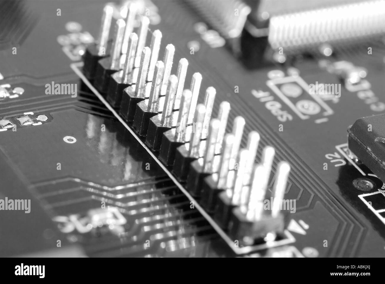 In bianco e nero del connettore IDE del computer di bordo Foto Stock