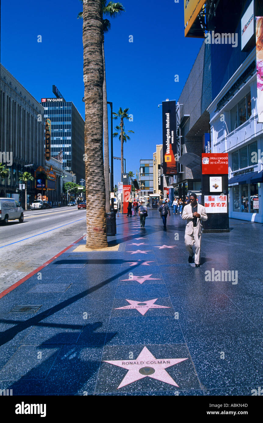 La WALK OF FAME DI HOLLYWOOD BOULEVARD LOS ANGELES Foto Stock