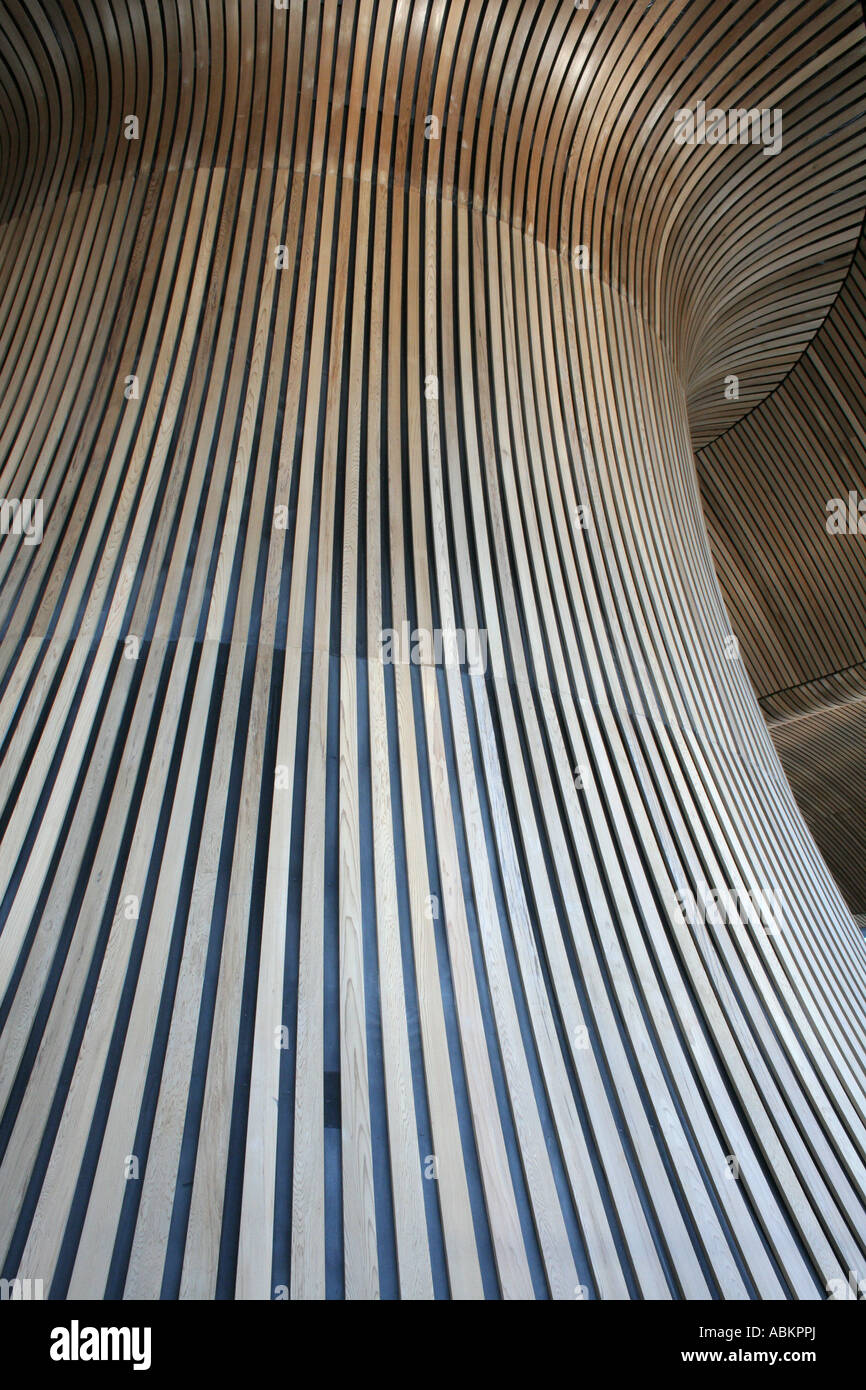 Welsh Assembly soffitto edificio Cardiff Regno Unito Foto Stock