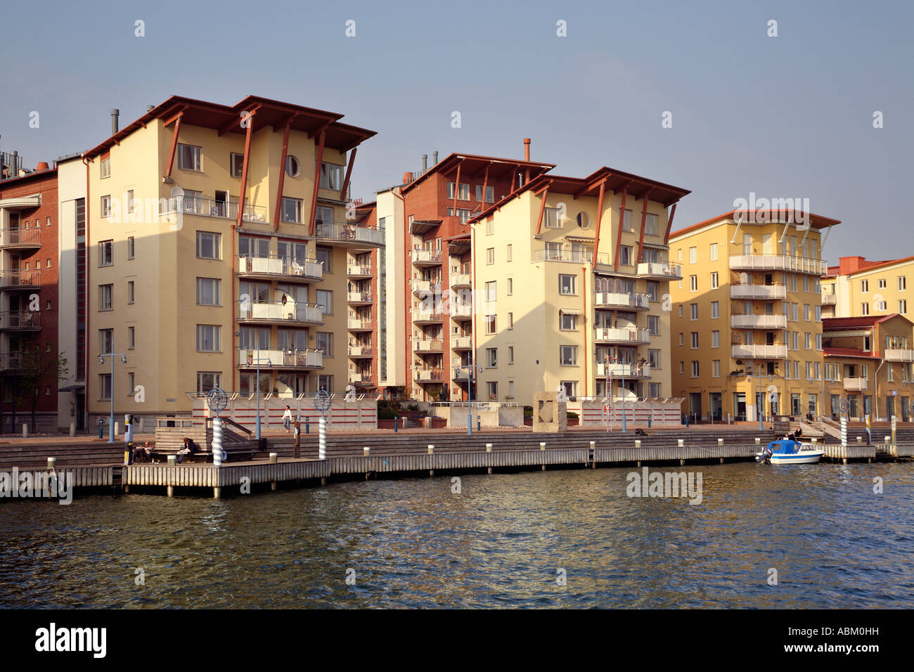 Eriksberg sistemazione di waterfront appartamenti residenziali sul lato nord del fiume Göta Lundby distretto a Göteborg in Svezia Foto Stock