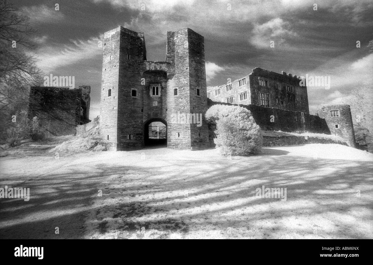 Immagine infrarossa di Berry Pomeroy Castle in Devon Foto Stock