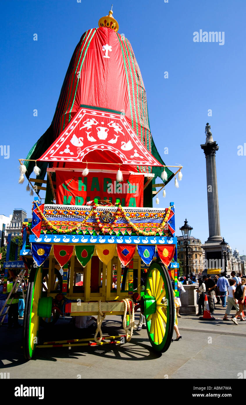 "Hare Krishna' celebrazioni in 'Trafalgar Square". "Nelson Colonna dell'. Foto Stock