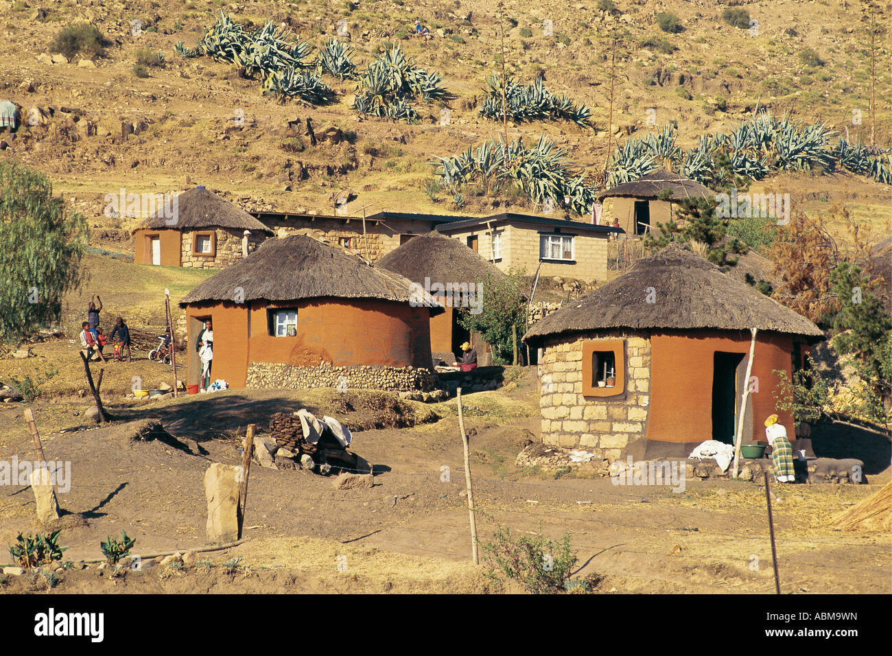 A S sutu villaggio in Lesotho Africa Foto Stock