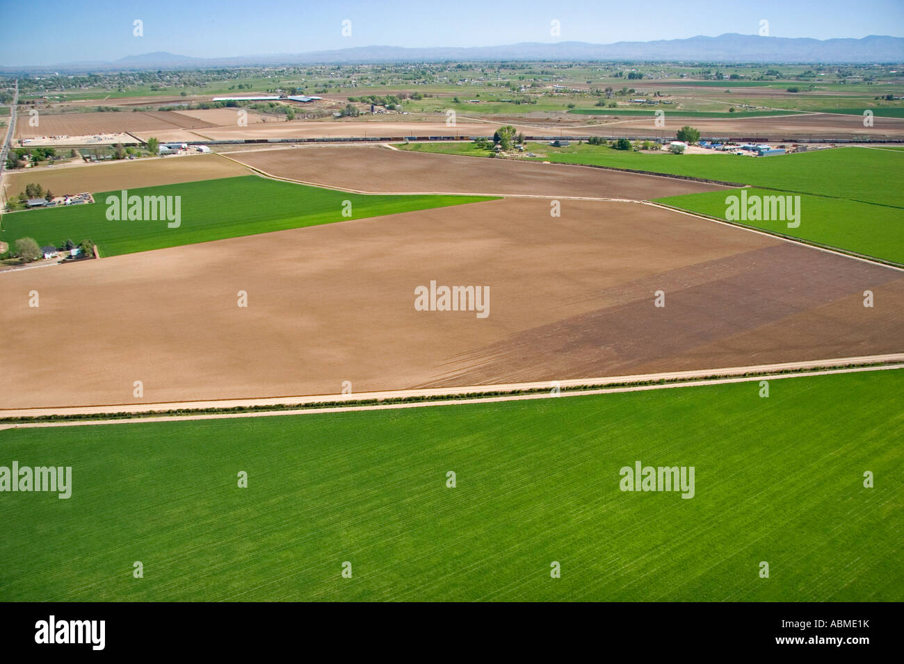 Vista aerea di terreni agricoli in Canyon County Idaho Foto Stock