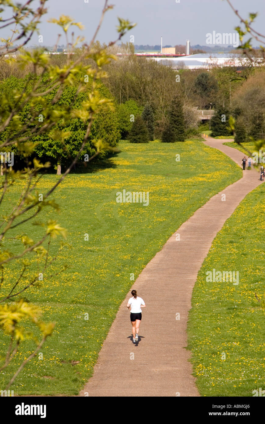 Credito foto DOUG BLANE in esecuzione in Campbell Park Central Milton Keynes Foto Stock