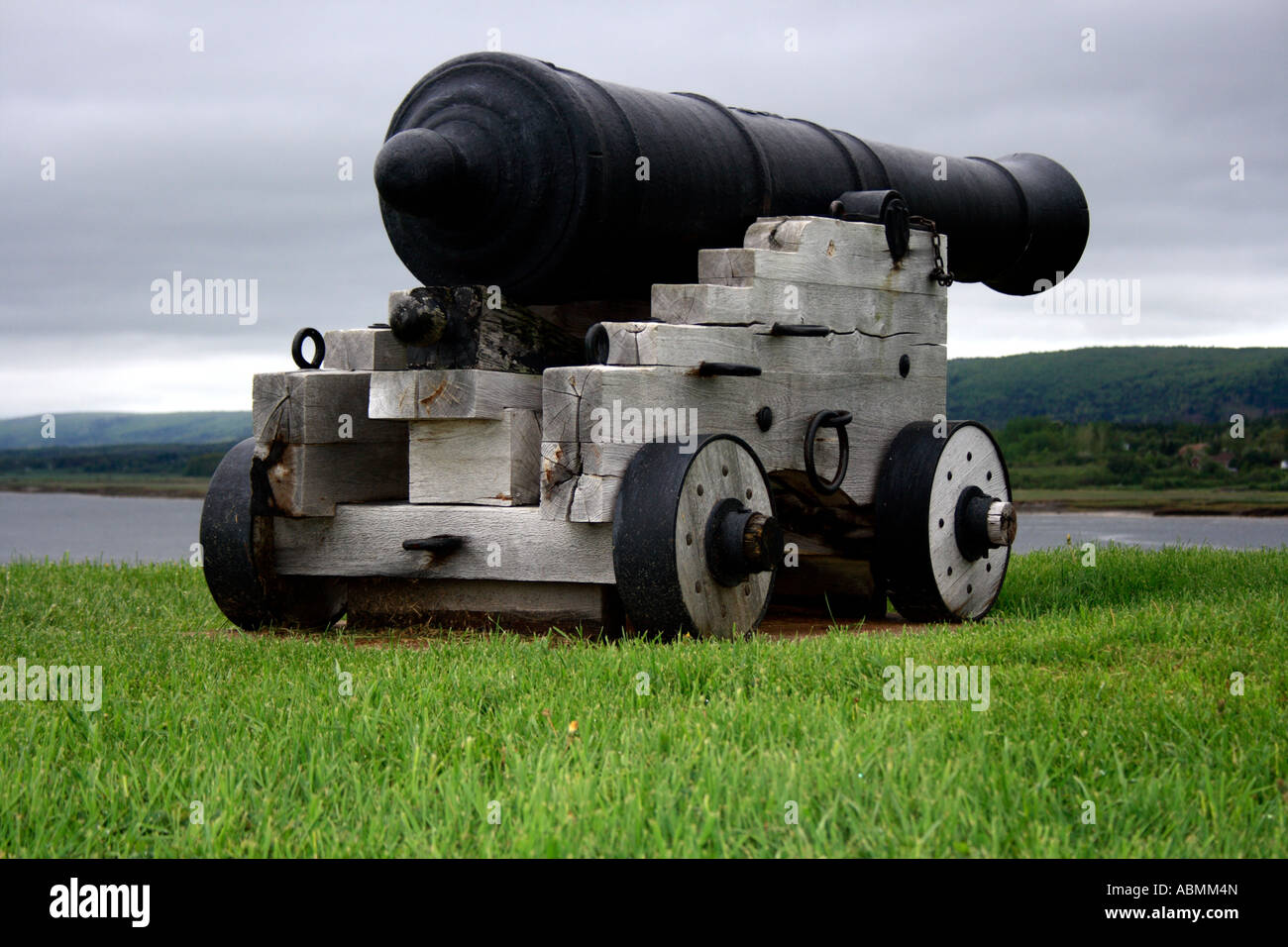 Pistola a Fort Anne, Annapolis Royal, Canada, Nova Scotia, Nord America. Foto di Willy Matheisl Foto Stock