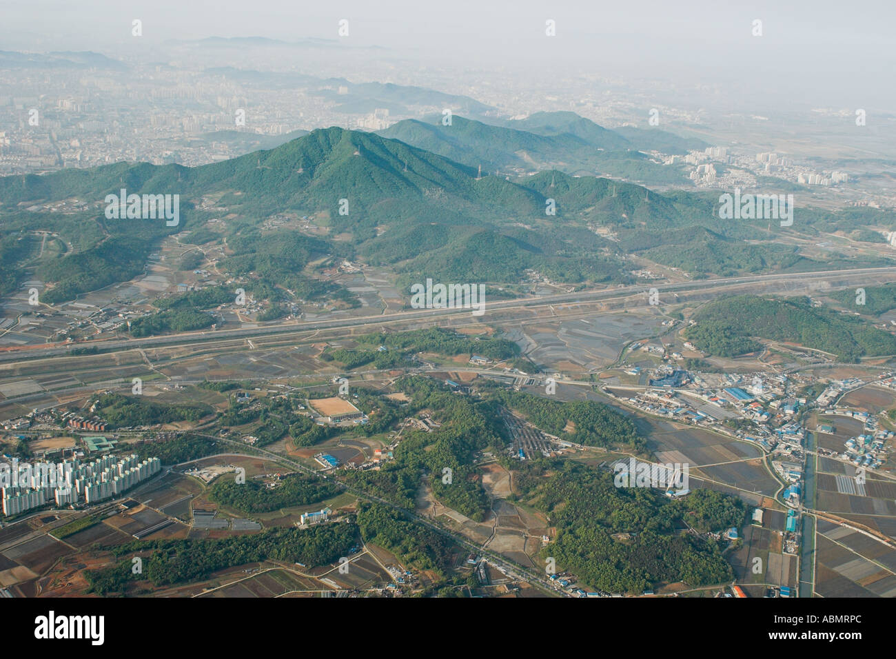 Vista aerea del terreno montuoso Gyeonggi Do Corea del Sud Foto Stock