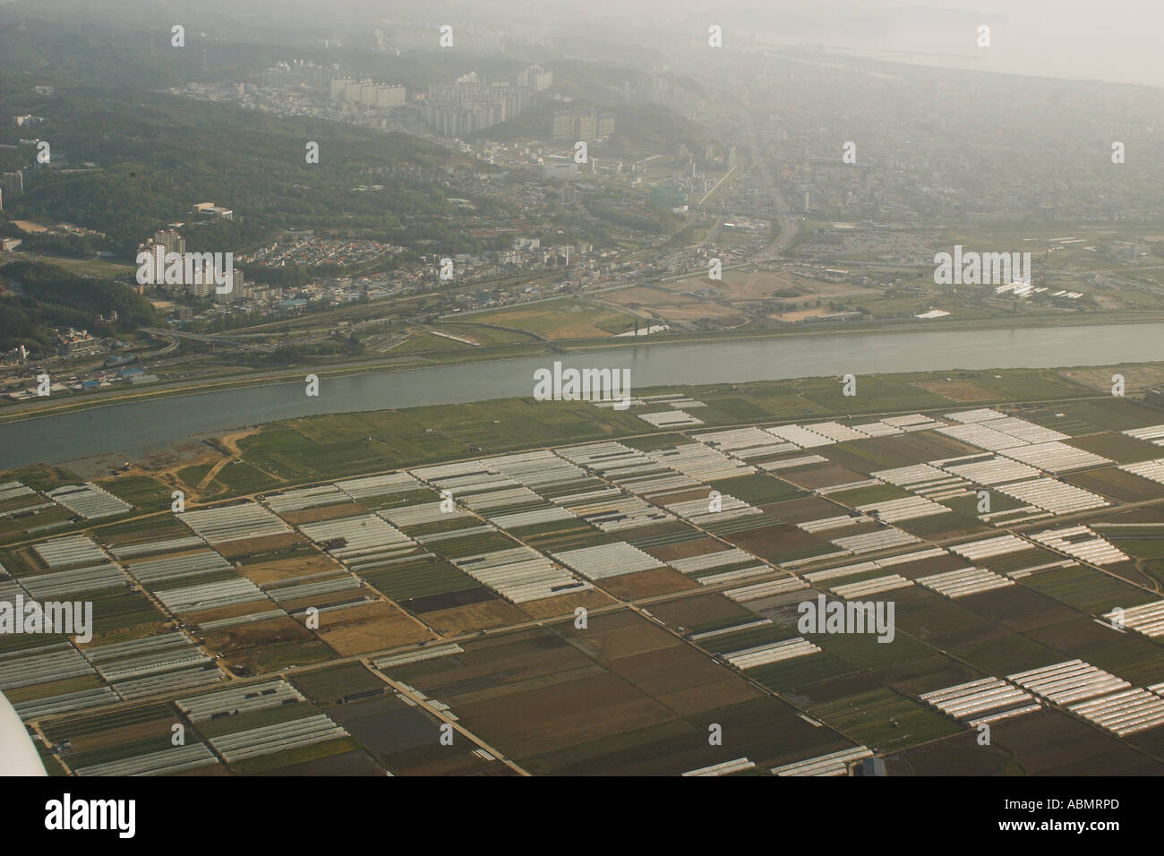 Vista aerea di piantagioni nei pressi di Seoul Gyeonggi Do Corea del Sud Foto Stock