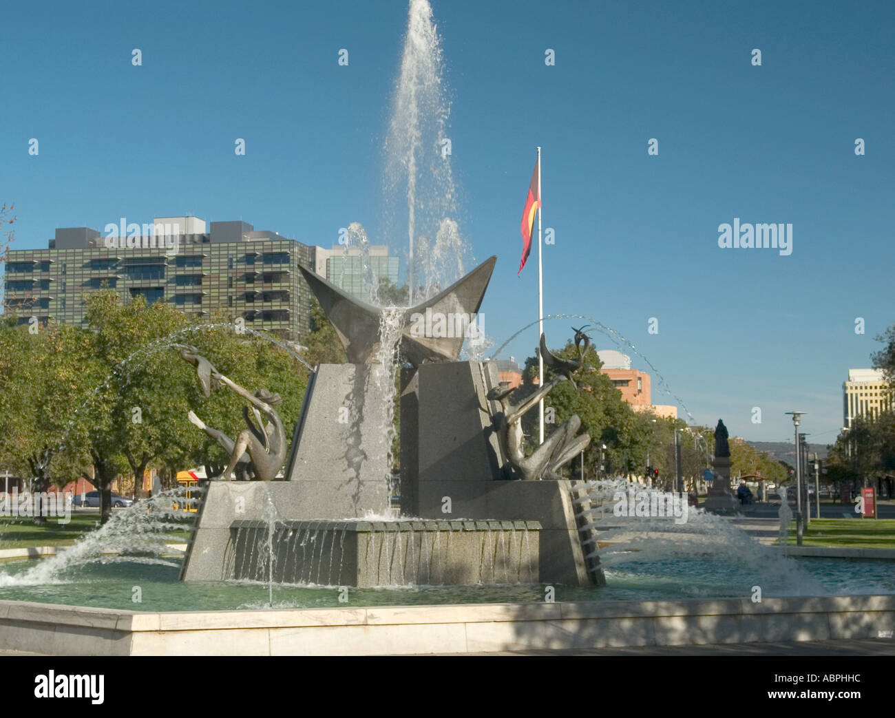 Fontana in Victoria Square Adelaide, Australia del Sud. Foto Stock