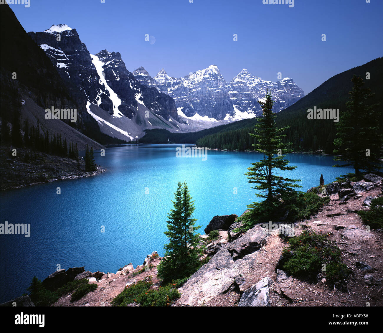 CA - ALBERTA: Moraine Lake nel Parco Nazionale di Banff Foto Stock