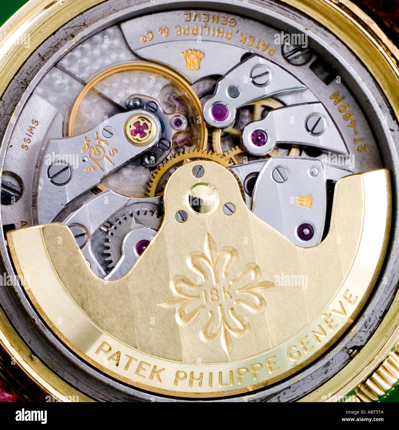 Il movimento su Uomini 18 carati Patek Philippe. Uso commerciale possono richiedere una release. Foto Stock