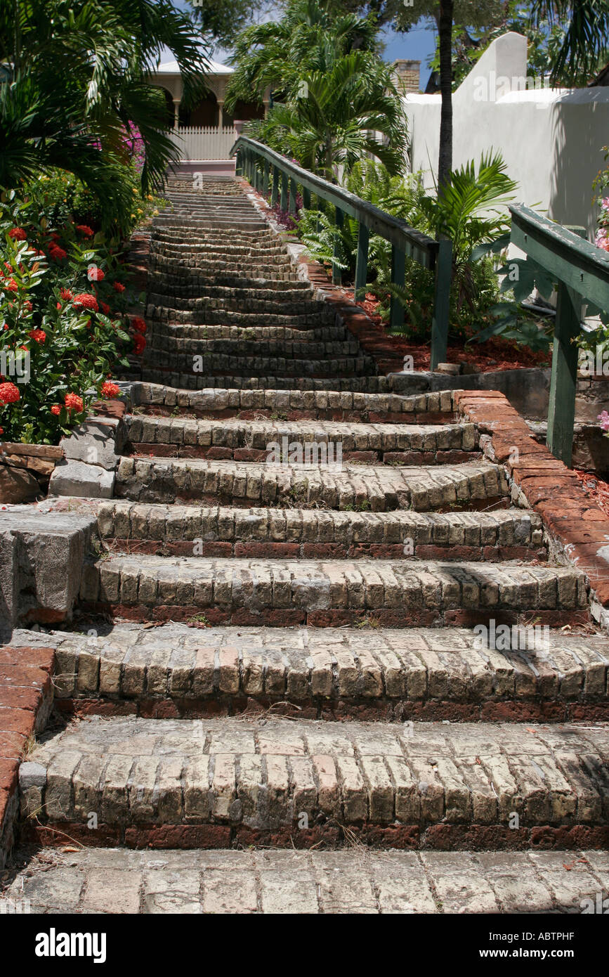 Isole Vergini, USVI, U.V.I., Mar dei Caraibi, acqua, Oceano Atlantico, acqua, St. Thomas,Saint,Charlotte Amalie,Blackbeard's Hill,99 Steps,a,USVIStThom0604110 Foto Stock