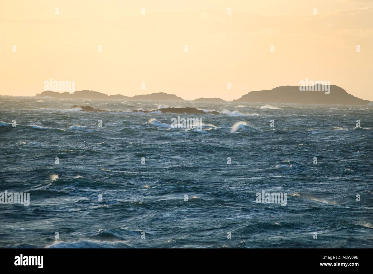 Il Vescovo del Nord rocce parte dei Vescovi e dei cancellieri rocce al largo delle coste del Galles occidentale vicino a St David s Pembrokeshire Foto Stock