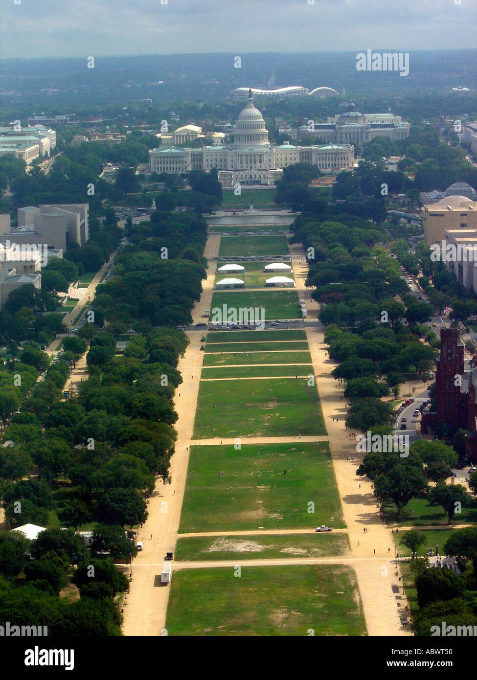 Vista aerea della città di Washington DC, Stati Uniti d'America Compreso il Capitol Building spazio di copia Foto Stock