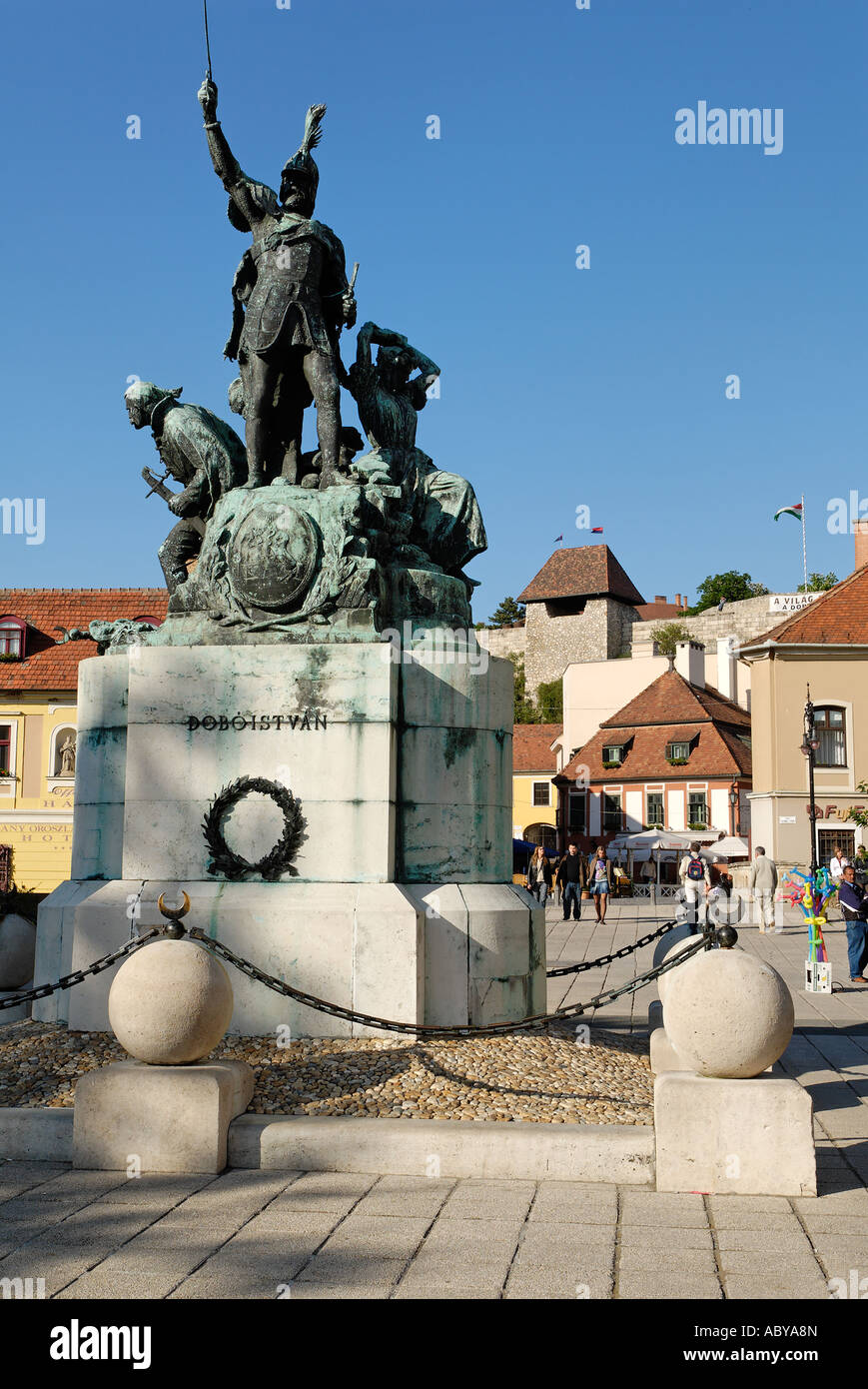 Piazza della Città vecchia storica città di Eger Hungaria Foto Stock