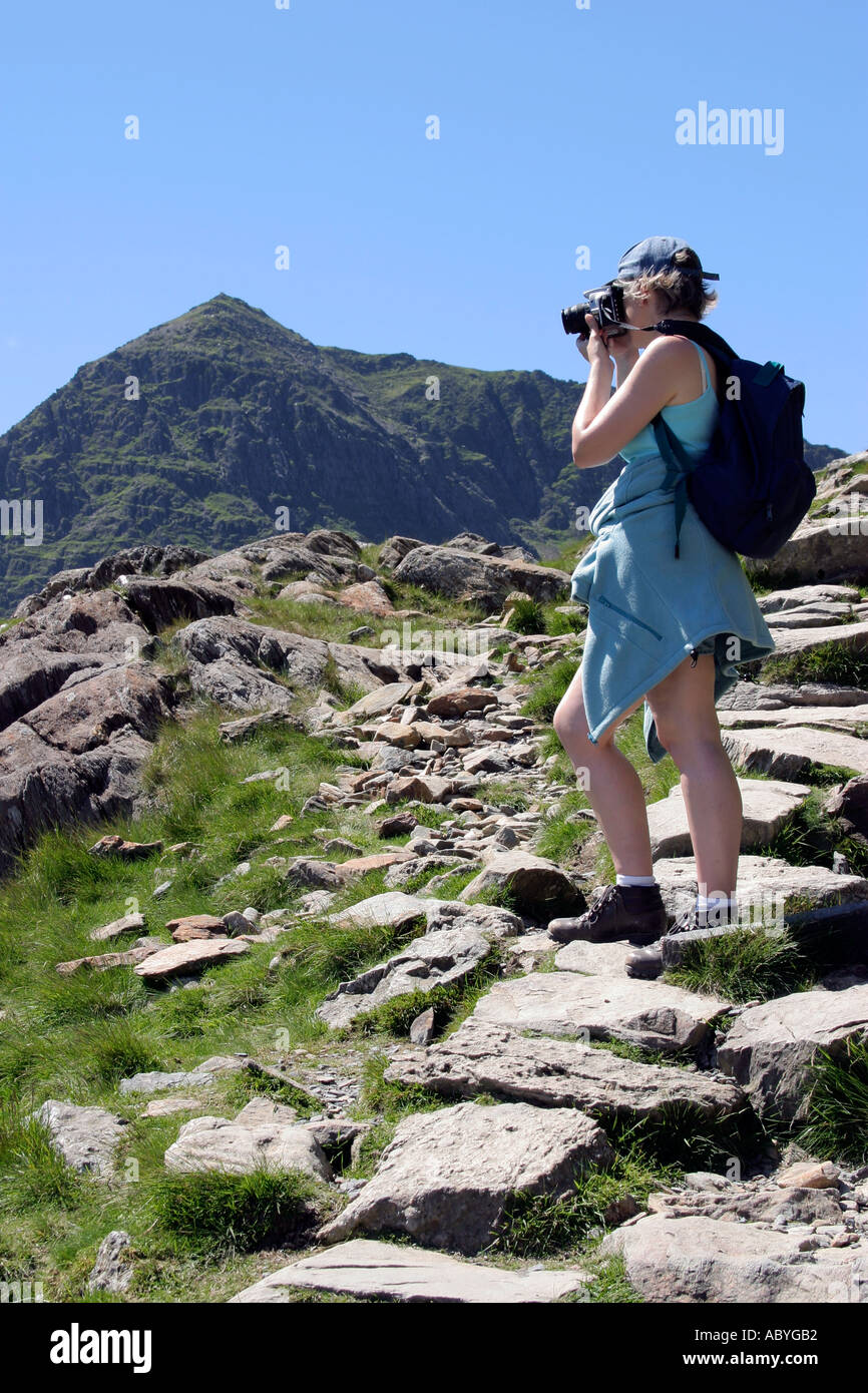 Fotografo in Snowdonia Foto Stock