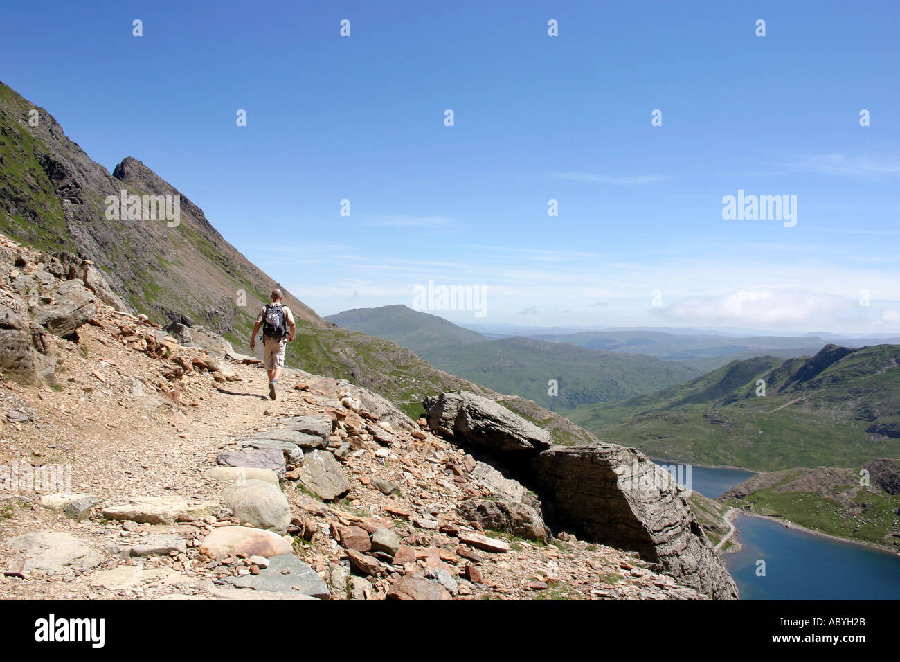 Escursionismo in Snowdonia Foto Stock