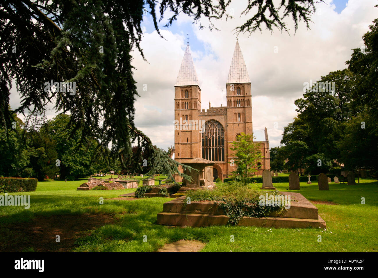 Vista di Southwell Minster,Nottinghamshire,l'Inghilterra,UK Foto Stock