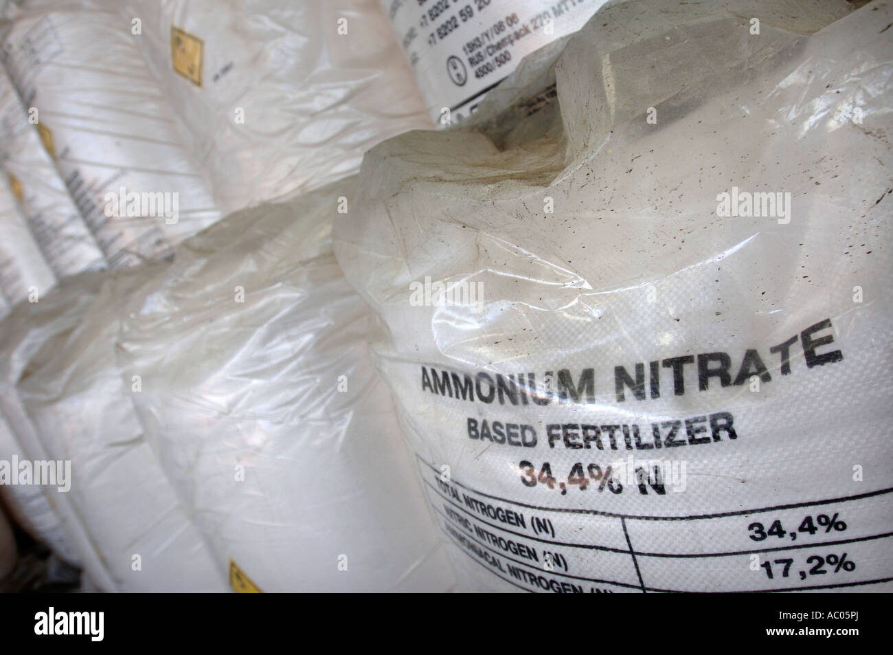 Una dimensione industriale borsa di nitrato di ammonio di concime agricolo che può essere utilizzato in ordigni esplosivi rudimentali REGNO UNITO Foto Stock