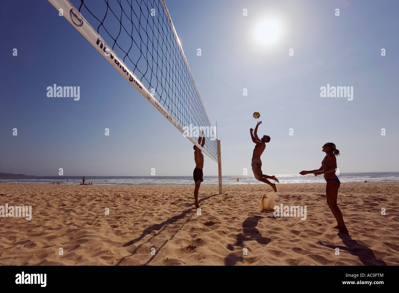 Beach volley sulla spiaggia di Manly Sydney s iconico North Shore beach Foto Stock