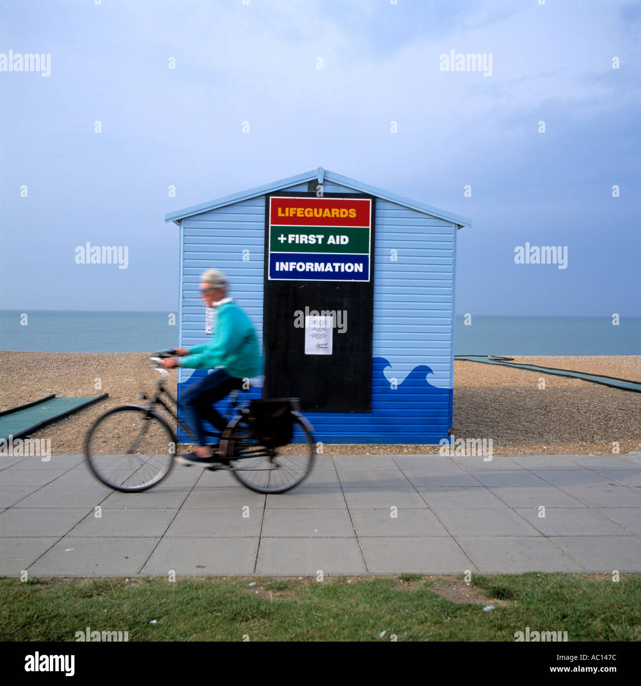 Ciclista di Seaside Foto Stock