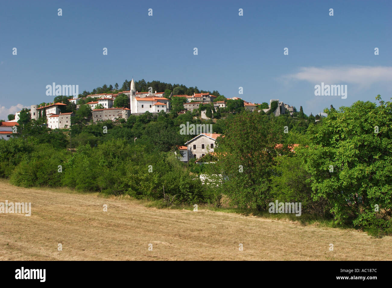 La città medievale di Stanjel nella Valle del Vipava Slovenia Foto Stock