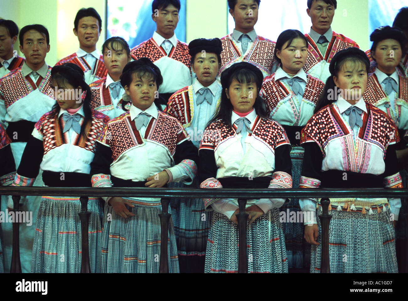 Miao coro cristiana in Cina Yunnan Foto Stock