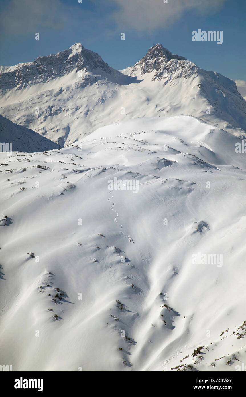 Austria Vorarlberg Lech, snowy mountain range Foto Stock