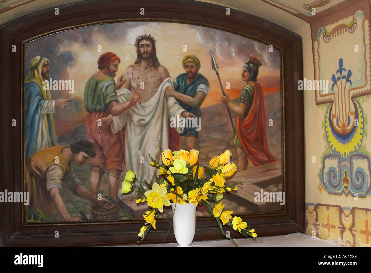 Kalwaria Zebrzydowska, il più antico Calvario in Polonia. Il murale nella cappella Foto Stock