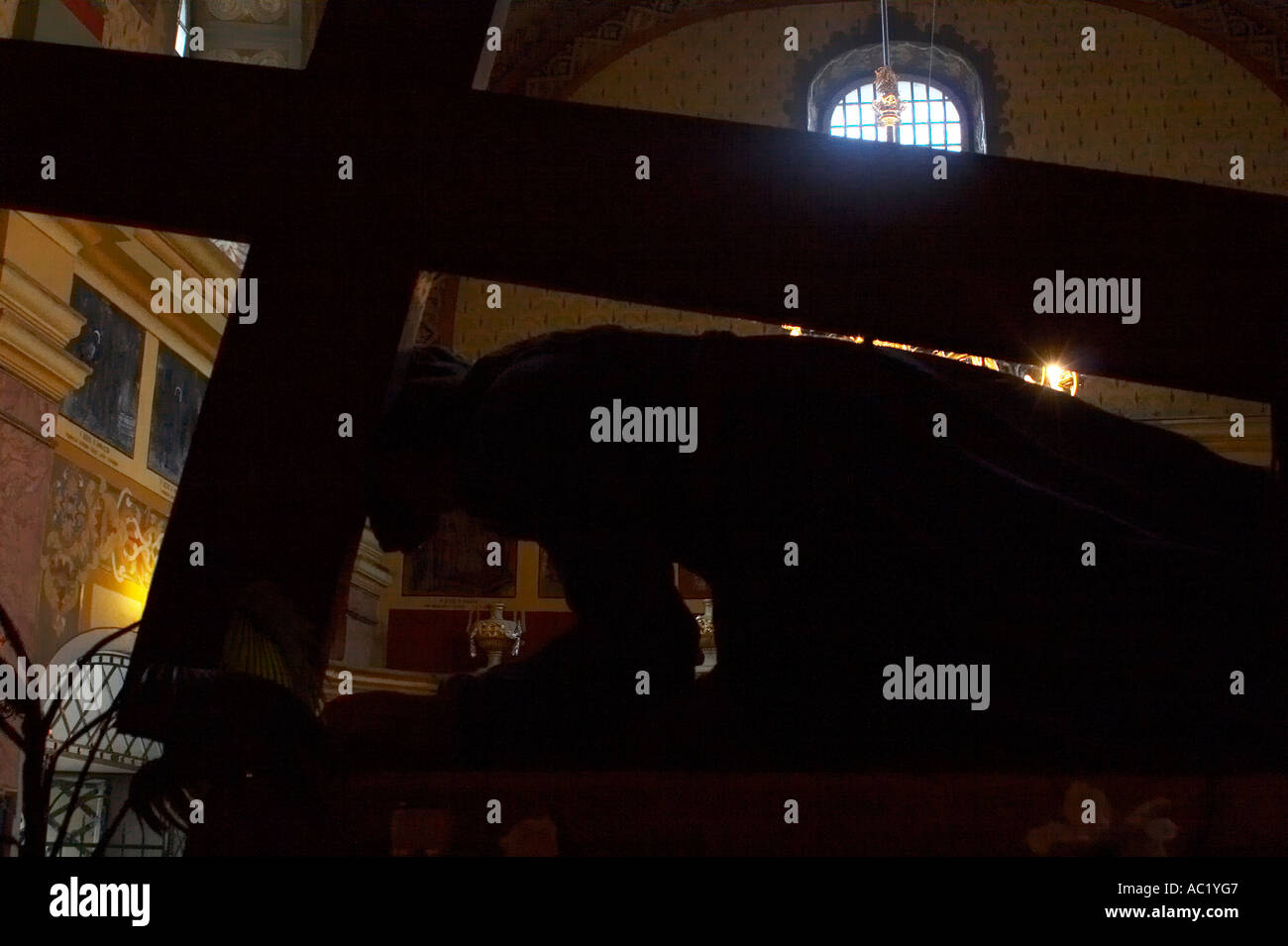 Kalwaria Zebrzydowska, il più antico Calvario in Polonia. Christus sotto la croce. Foto Stock