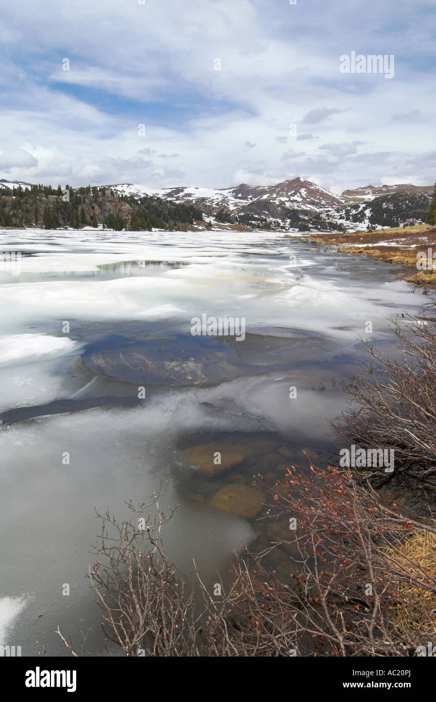 Lago ghiacciato Pass Beartooth Highway US 212 Montana USA Stati Uniti d'America Foto Stock