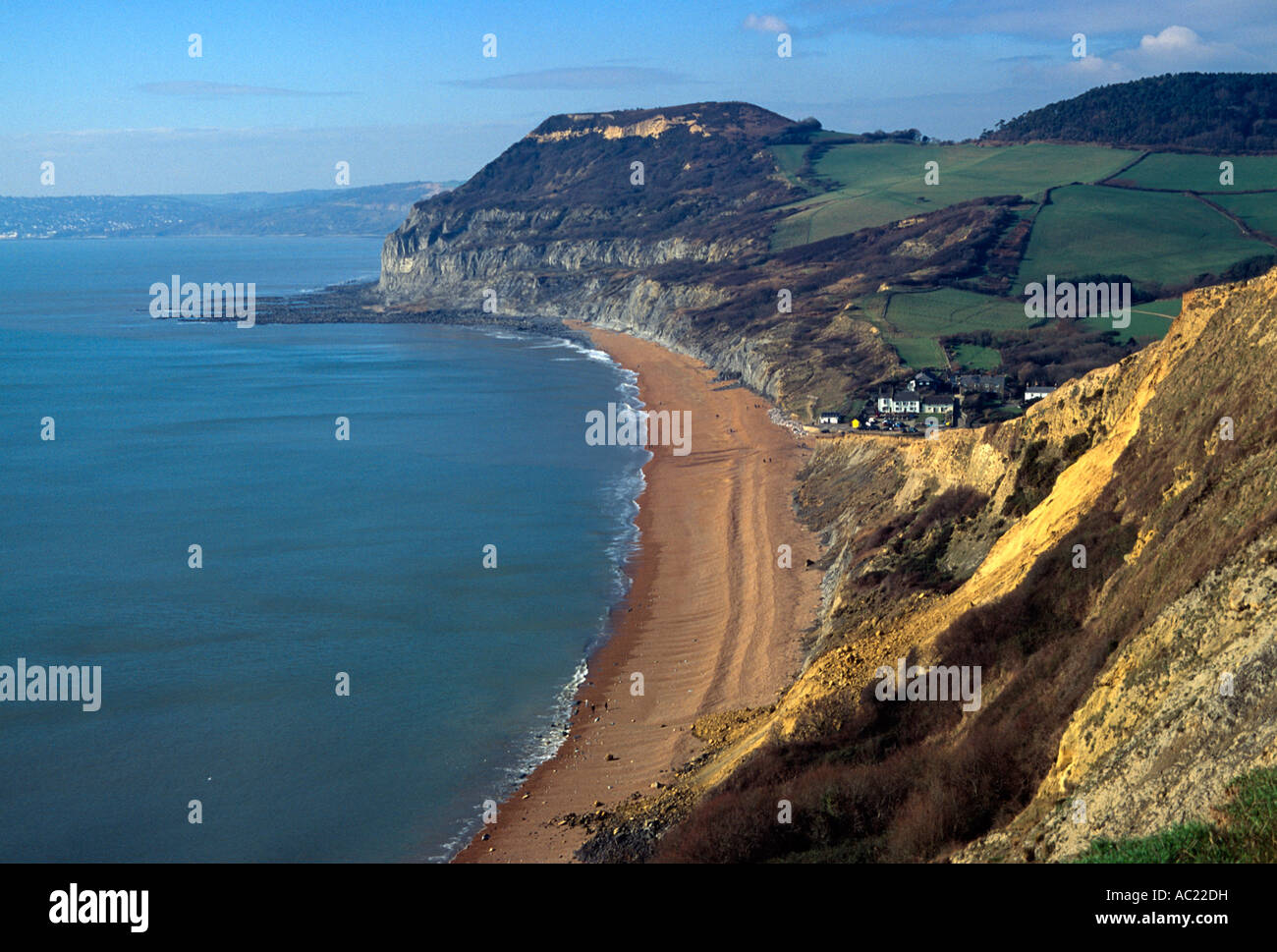 La costa del Dorset golden cap erosione costiera e Cliff's England Regno  unito Gb Foto stock - Alamy