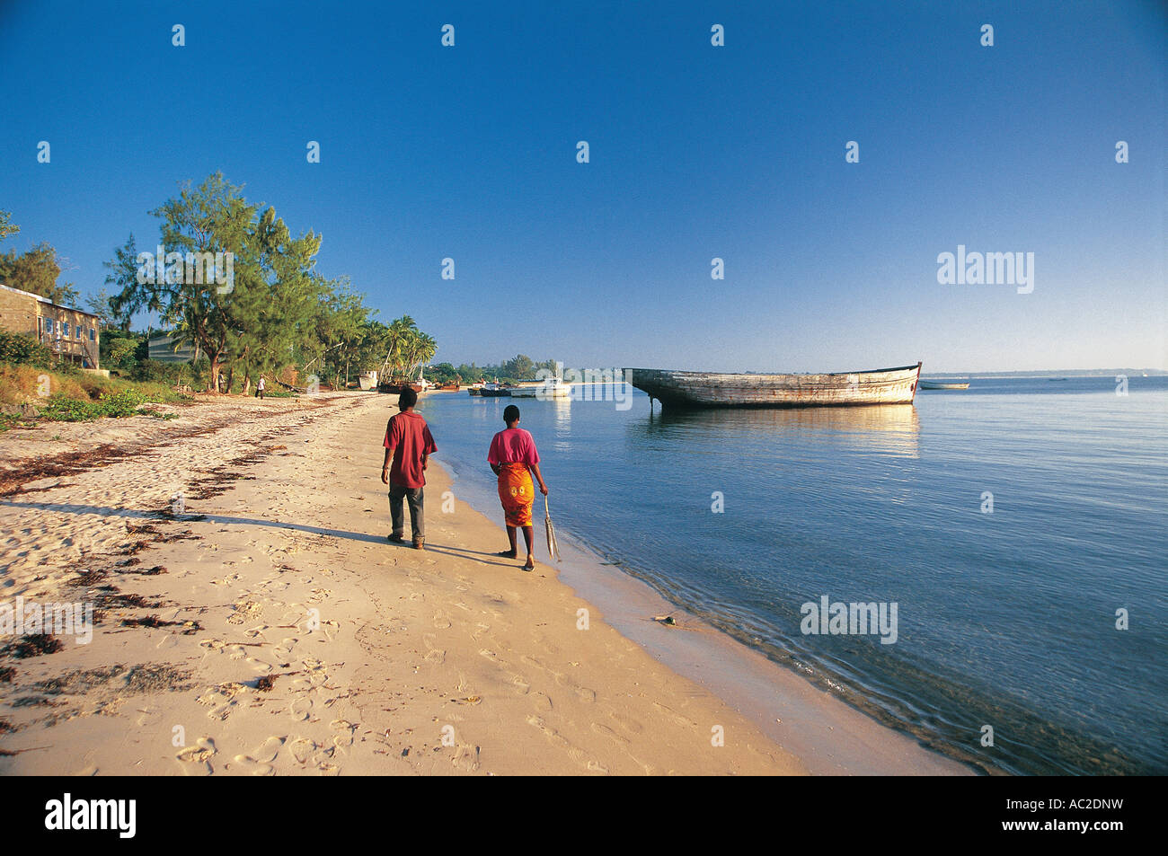 Spiaggia di scena a Vilankulo porto centrale del Mozambico Foto Stock