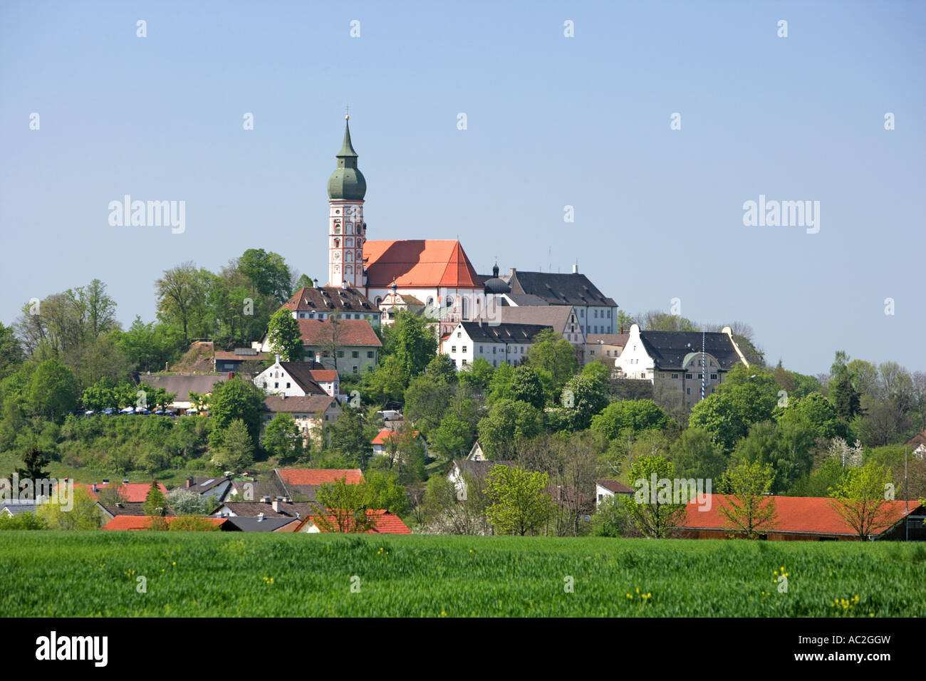 Andechs alla Ammersee Alta Baviera Germania monastero benedettino con la fabbrica di birra Foto Stock