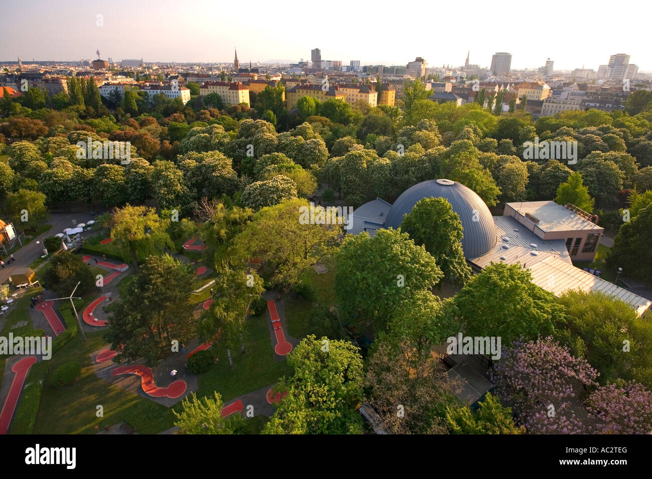 Vienna Austria Prater Ruota grande vista panoramica Foto Stock