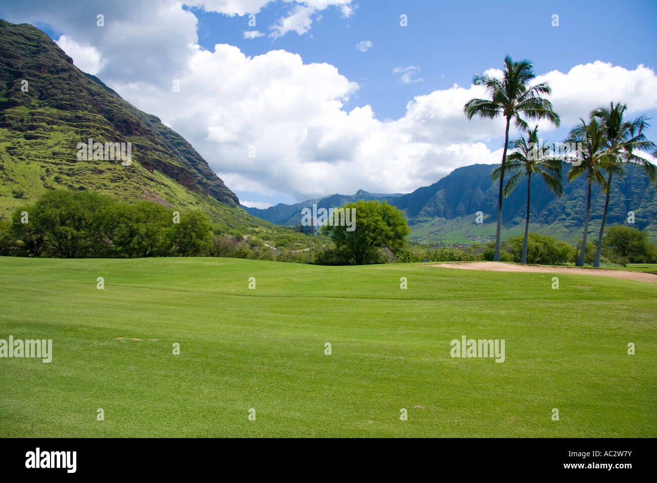 Makaha Golf Resort Oahu Hawaii Foto Stock