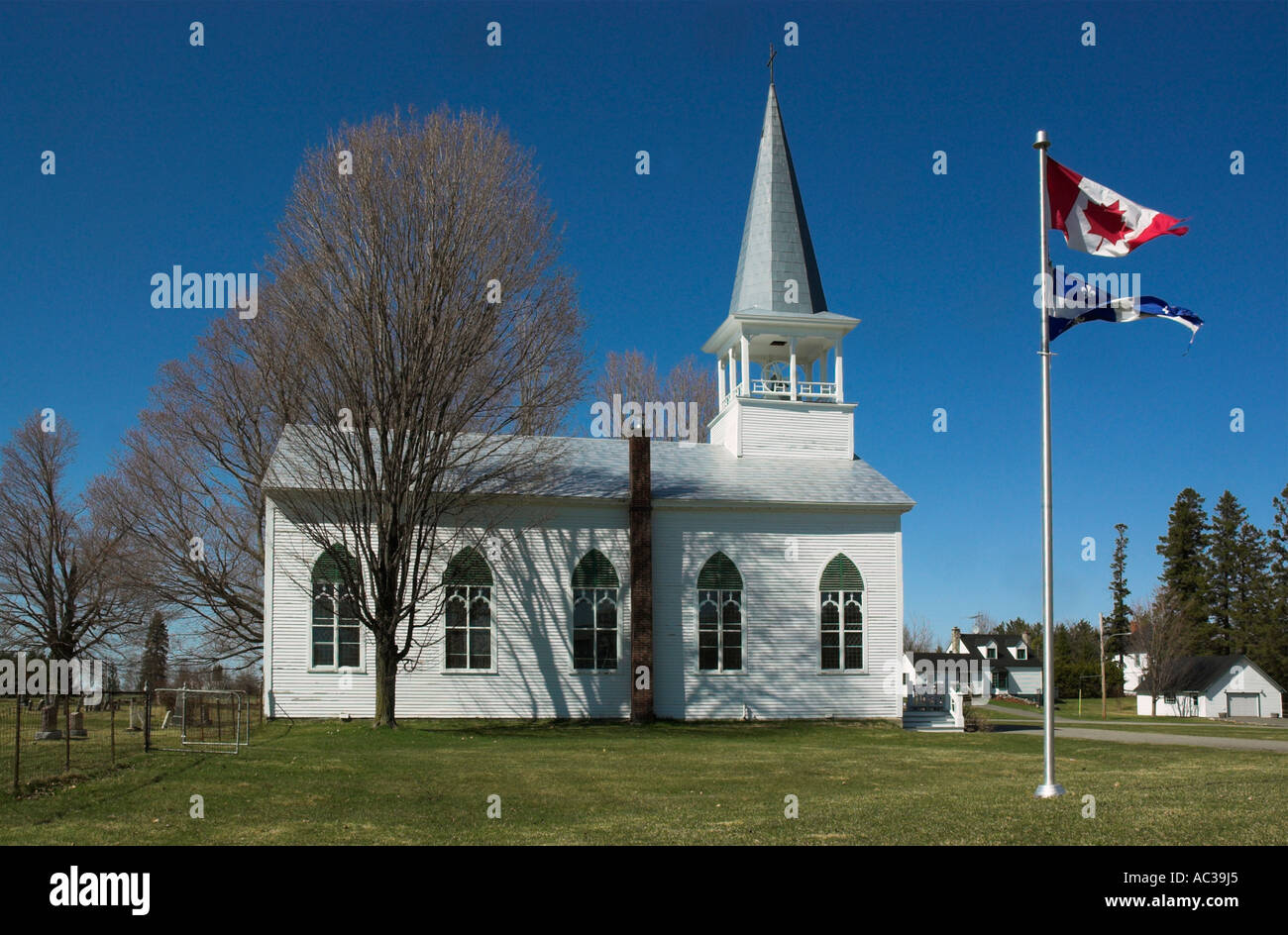La chiesa in un affascinante villaggio di Hartley in Eastern Townships Quebec Foto Stock