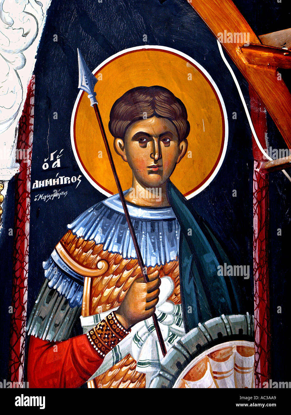San Dimitrios azienda lancia illustrazione di parete chiesa Krete Creta isola Grecia Foto Stock