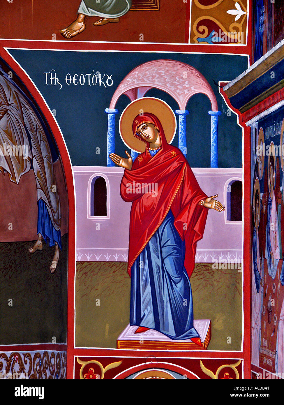 Madonna Madre di Gesù Cristo illustrazione di parete chiesa Krete Creta isola Grecia Foto Stock