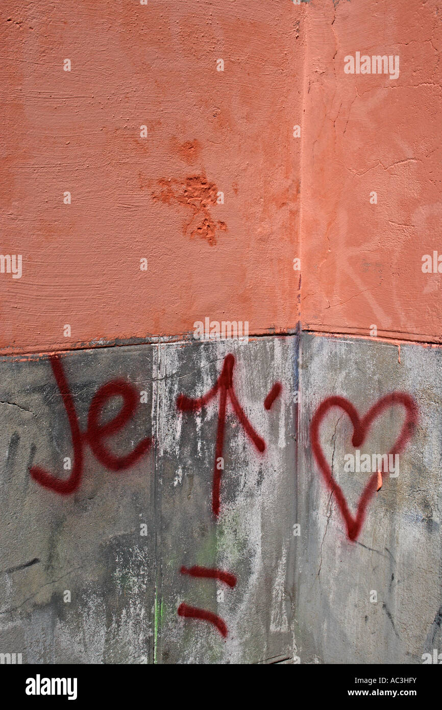 Je t'aime Graffiti Foto Stock