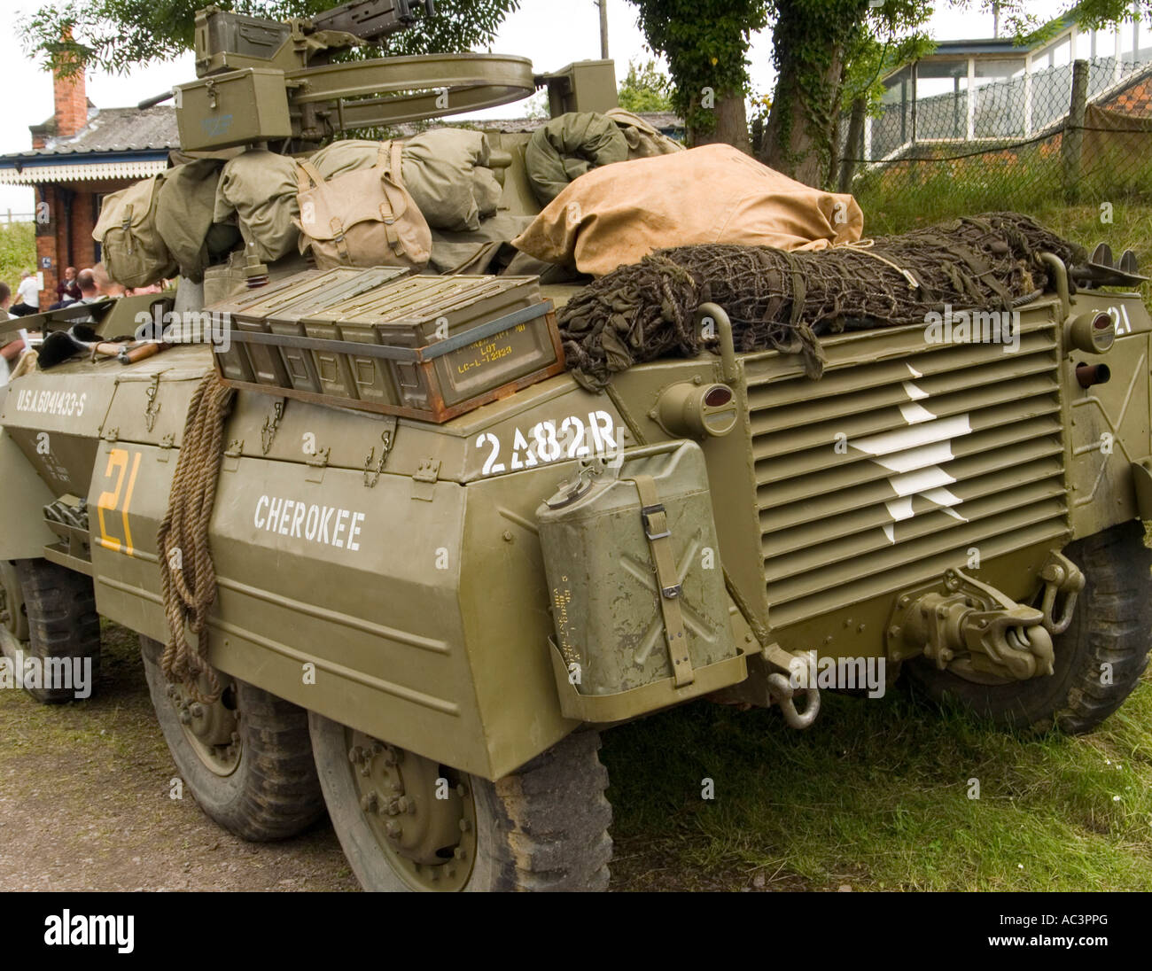 Un Americano Jeep Cherokee a 1940's Re-Enactment evento presso la Grande Stazione Centrale, Leicestershire Foto Stock