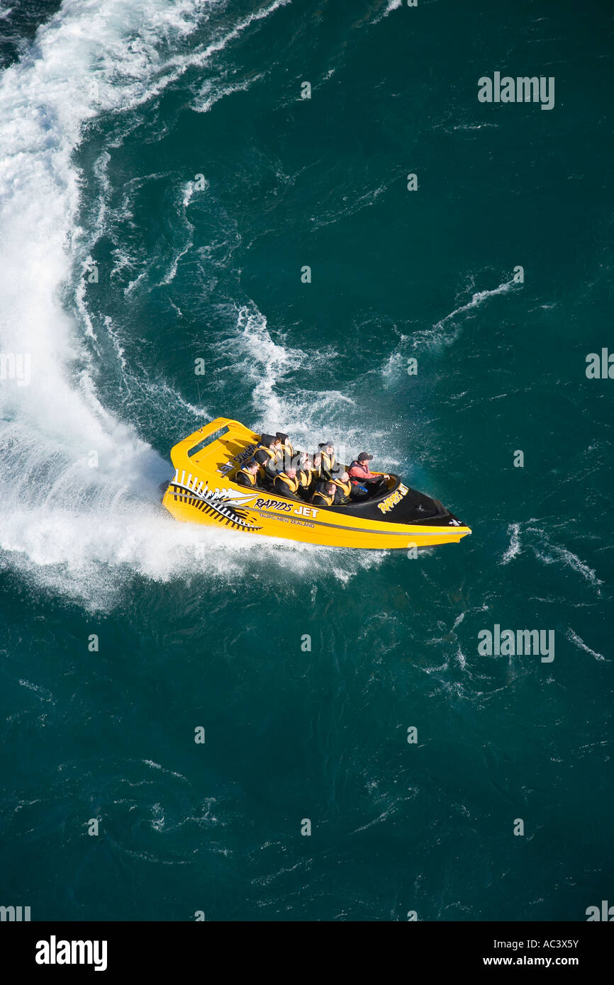 Rapids Jet Fiume Waikato vicino a Taupo Isola del nord della Nuova Zelanda antenna Foto Stock